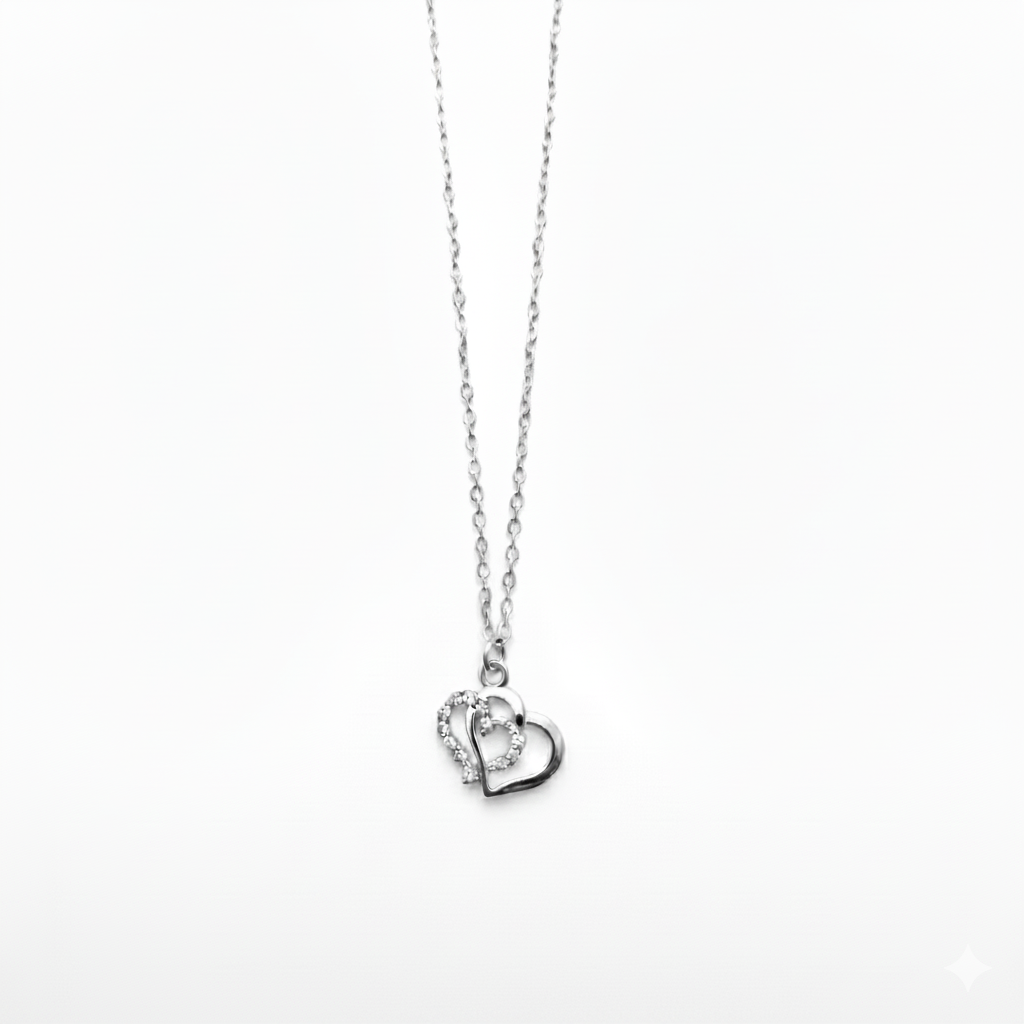 Necklace - Silver (Double Heart)