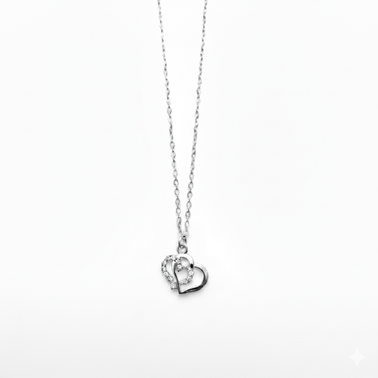Necklace - Silver (Double Heart)
