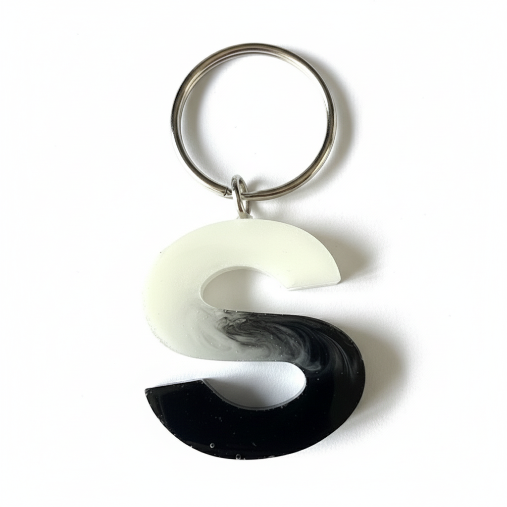 Keyring - Resin (Black & White Fade)