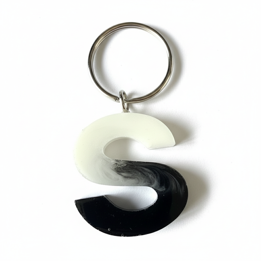 Keyring - Resin (Black & White Fade)