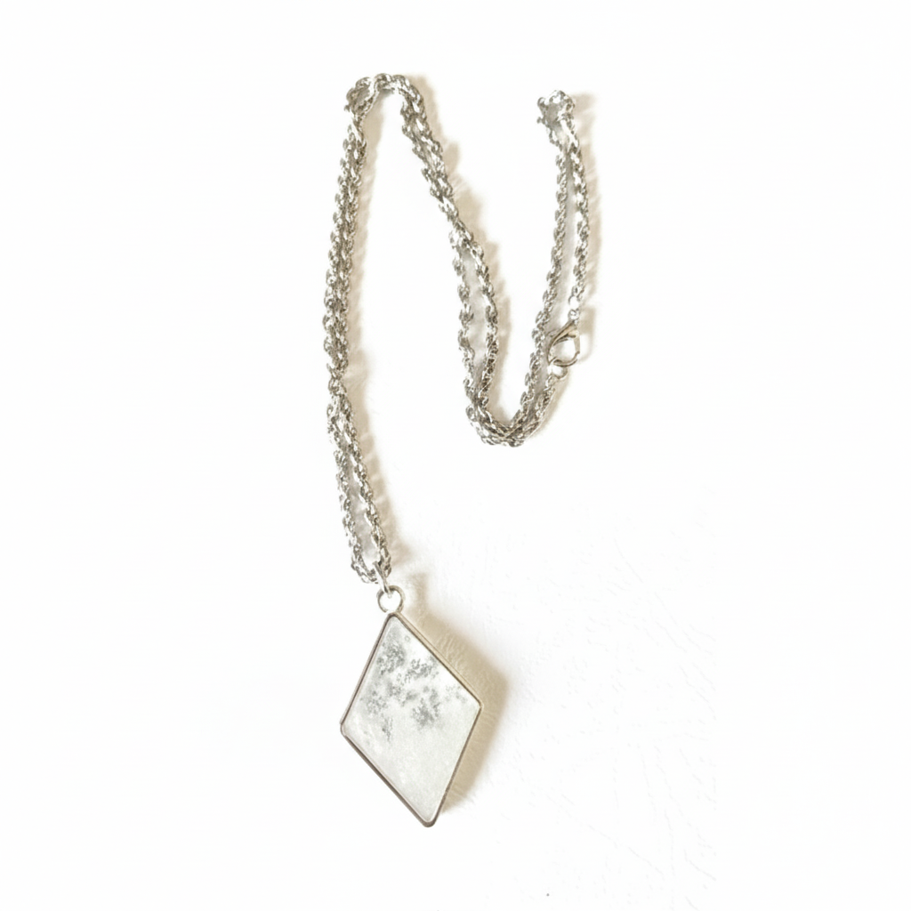 Necklace - Silver (Framed Diamond Pendant)