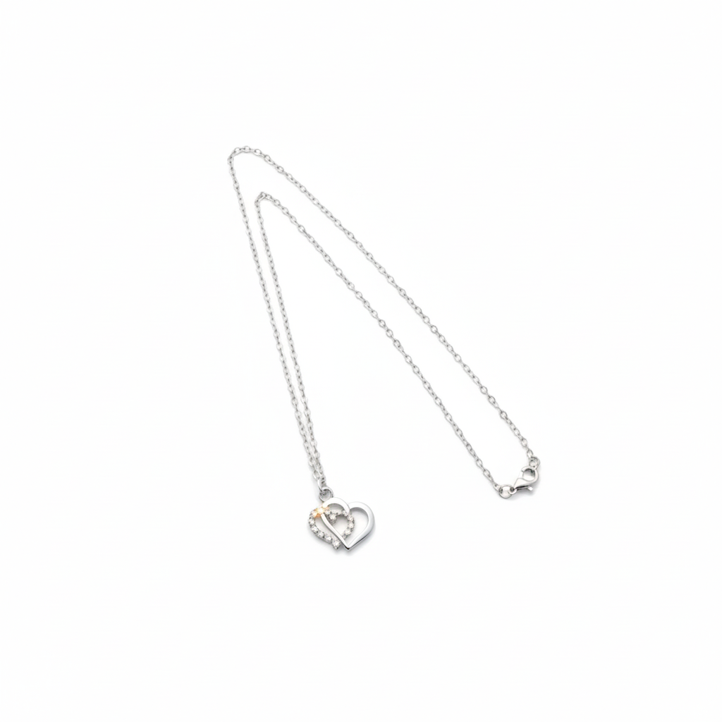 Necklace - Silver (Double Heart)